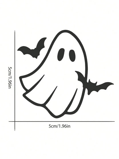 Cute Rear View Mirror Decal, Bats Decal, Ghost Holding Bat, It's Frickin' Bats I Love Halloween, Halloween Decal