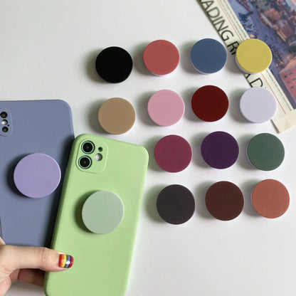 Cute Solid Color Material Phone Push-Pull Stand 1pc Solid Color Expandable Phone Stand, Cute Solid Color Transparent Phone Stand, Foldable Extendable Phone Stand, Transparent Base, Dopamine Color Phon