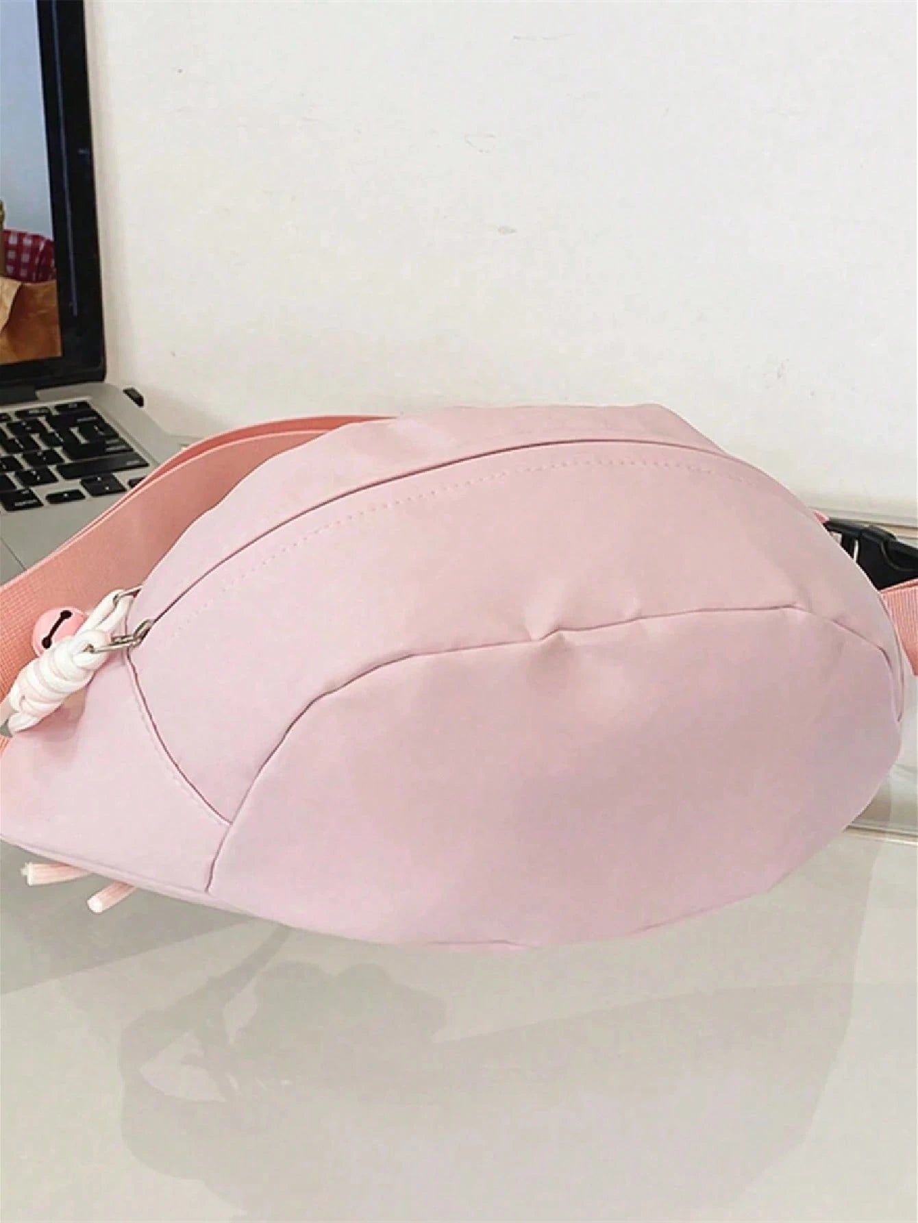 Cute Solid Color Women's Crossbody Bag, Suitable For Students' Summer Street Style, Multifunctional Waist Bag With Teddy Bear Pendant