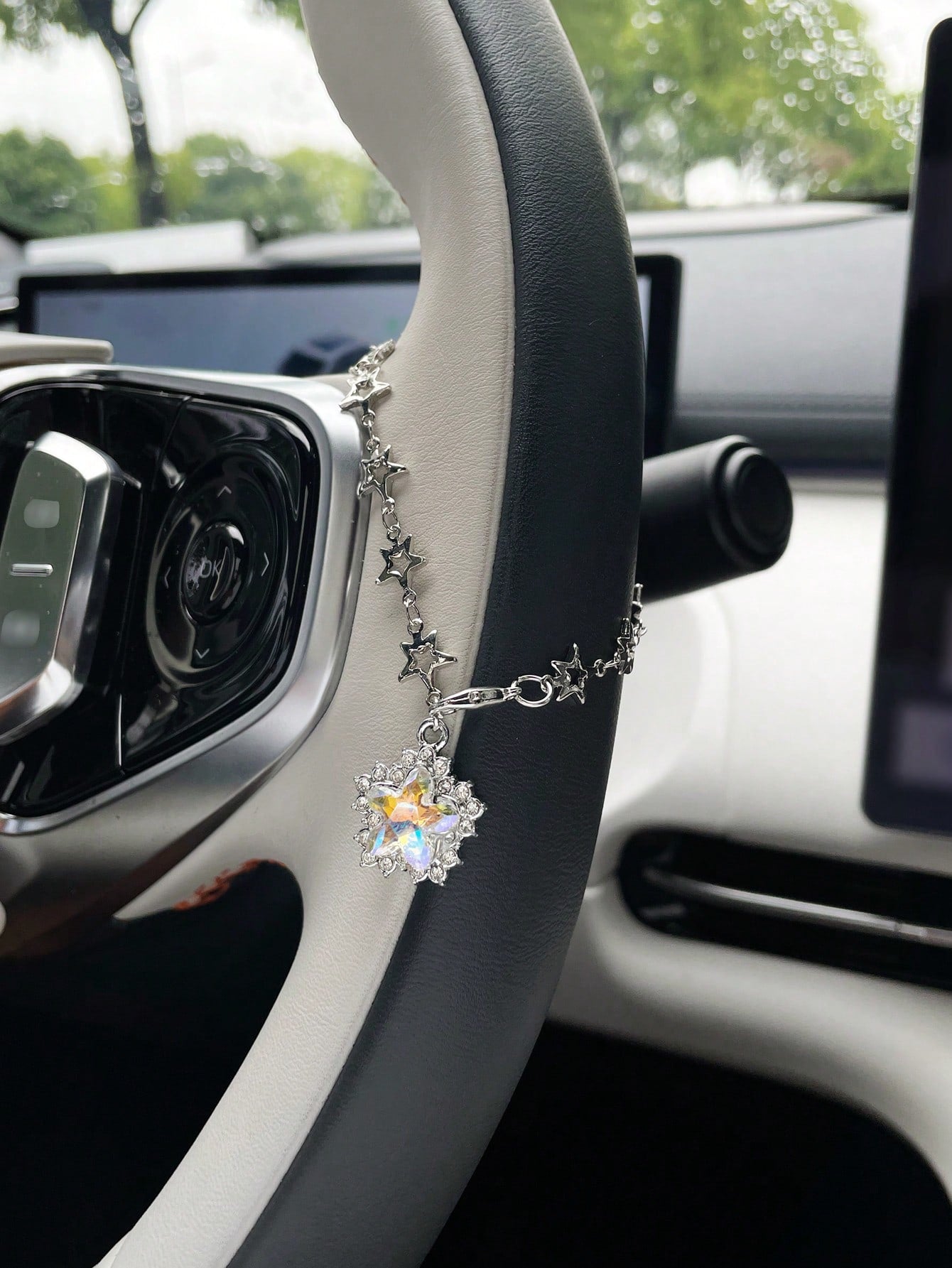 Cute Star Car Steering Wheel Decorative Chain, Car Interior Hanging Ornament, Car Pendant, Car Interior Accessory For Women
