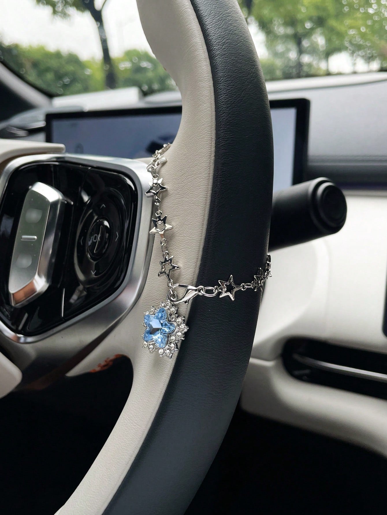 Cute Star Car Steering Wheel Decorative Chain, Car Interior Hanging Ornament, Car Pendant, Car Interior Accessory For Women