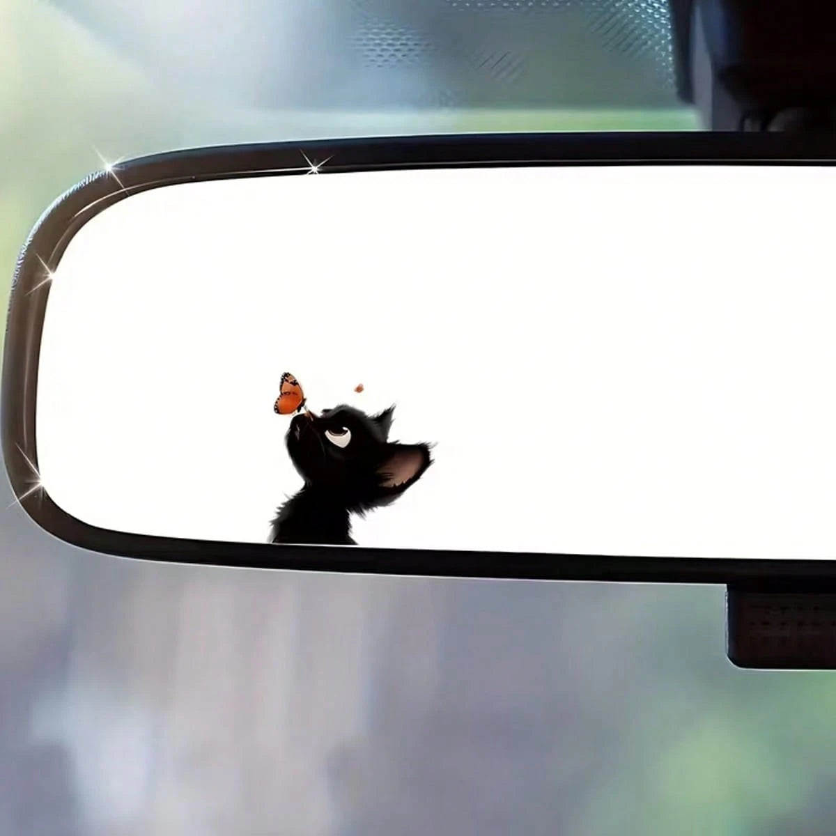 Cute Sticker Cats And Butterflies Car Decals- Animal-Themed Rearview Mirror Decals- Suitable For Cars, Motorcycles, Computers, Mobile Phones, Doors, Windows And Walls- Holiday Decorations, Birthday