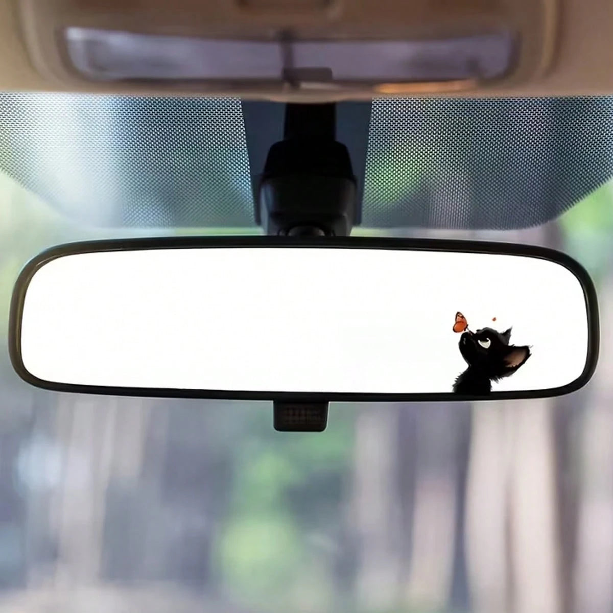 Cute Sticker Cats And Butterflies Car Decals- Animal-Themed Rearview Mirror Decals- Suitable For Cars, Motorcycles, Computers, Mobile Phones, Doors, Windows And Walls- Holiday Decorations, Birthday