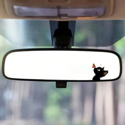 Cute Sticker Cats And Butterflies Car Decals- Animal-Themed Rearview Mirror Decals- Suitable For Cars, Motorcycles, Computers, Mobile Phones, Doors, Windows And Walls- Holiday Decorations, Birthday