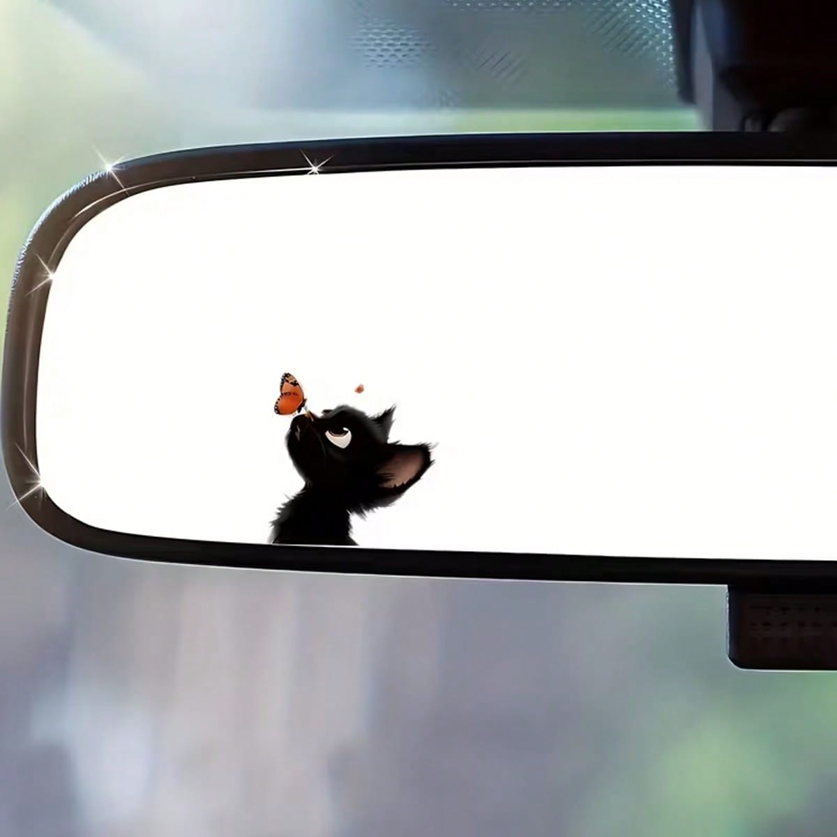 Cute Sticker Cats And Butterflies Car Decals- Animal-Themed Rearview Mirror Decals- Suitable For Cars, Motorcycles, Computers, Mobile Phones, Doors, Windows And Walls- Holiday Decorations, Birthday