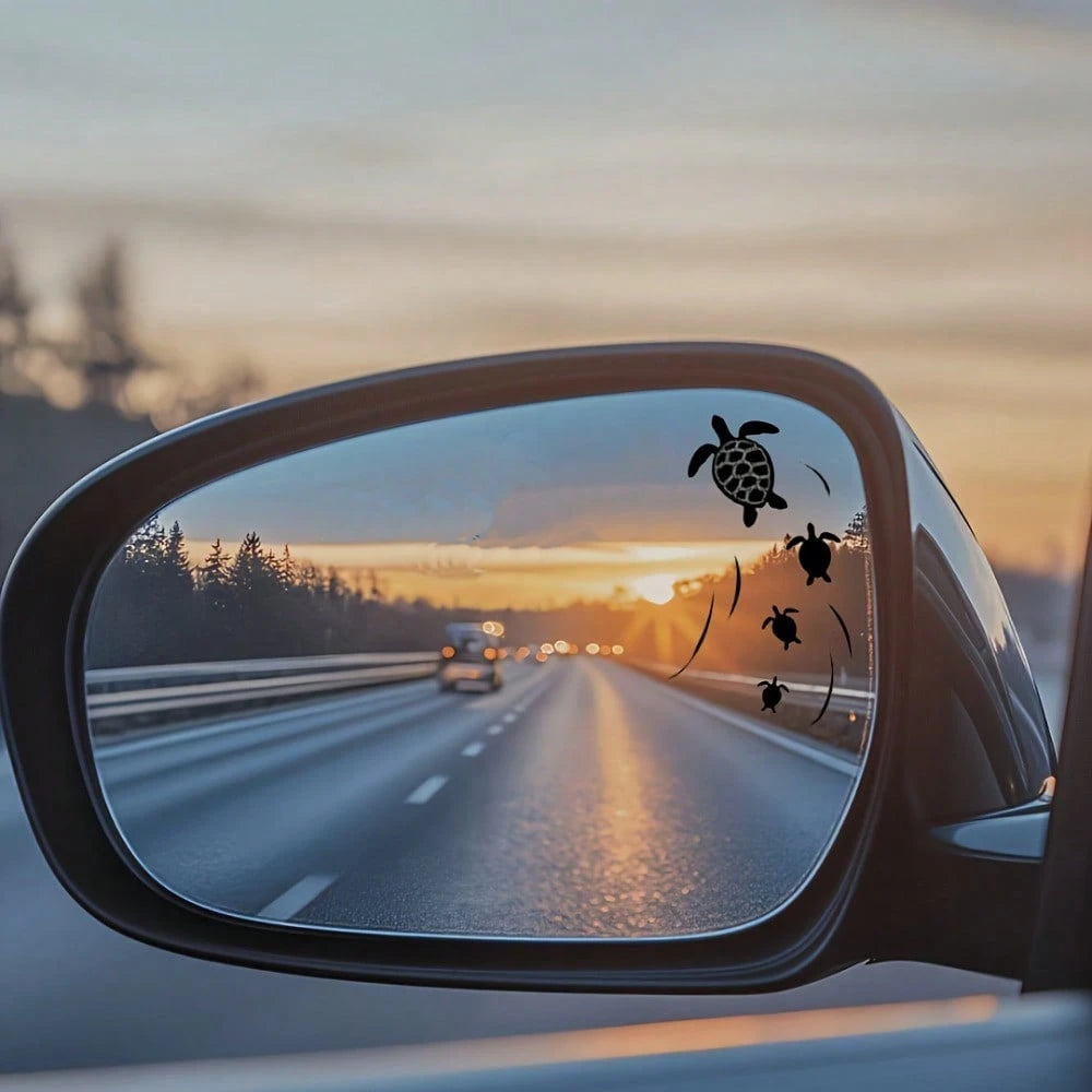 Cute Turtle Swimming In The Ocean Rearview Mirror Sticker, Suitable For Cars, Motorcycles And More