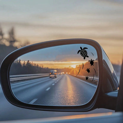 Cute Turtle Swimming In The Ocean Rearview Mirror Sticker, Suitable For Cars, Motorcycles And More