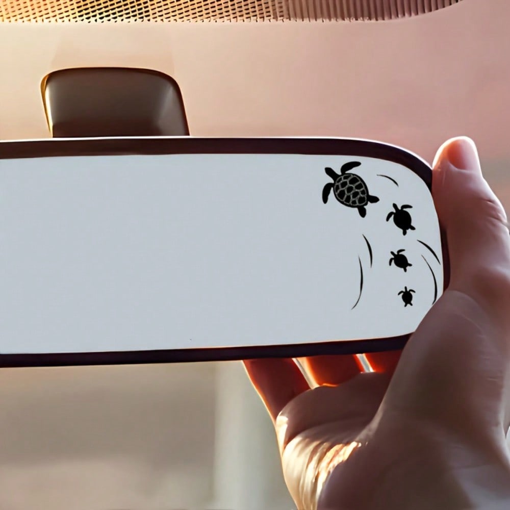 Cute Turtle Swimming In The Ocean Rearview Mirror Sticker, Suitable For Cars, Motorcycles And More