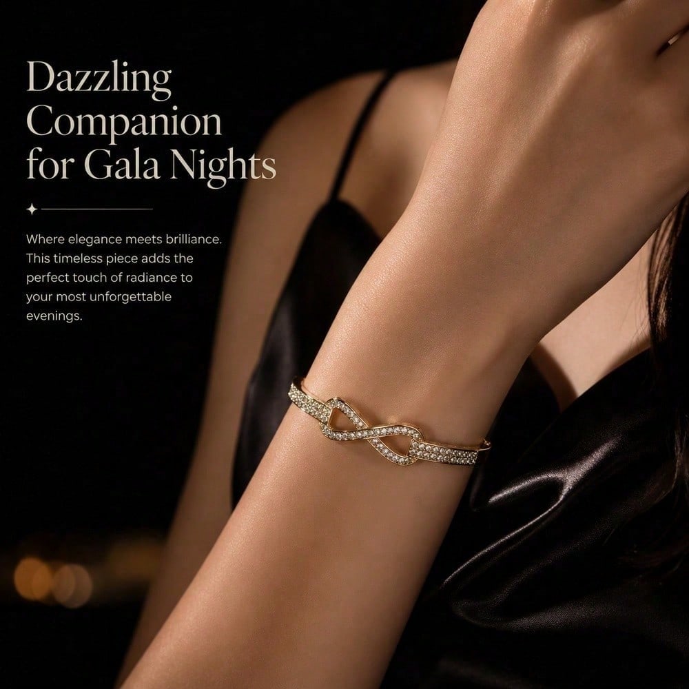 Dainty Four Leaf Clover Crystal Bangle Bracelet Sparkling Rhinestone Hinged Cuff Cute Party Fashion Jewelry Gift