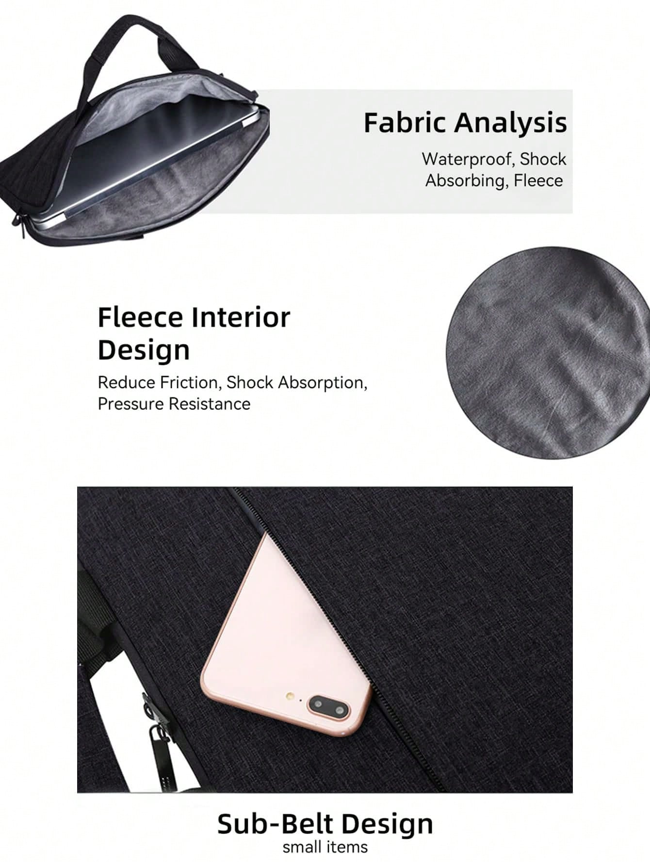 DANYCASE 12-15.6 Inch Laptop Bag, Suitable For Chromebook, Waterproof Laptop Carrying Case, With Shoulder Strap, 360° Protection