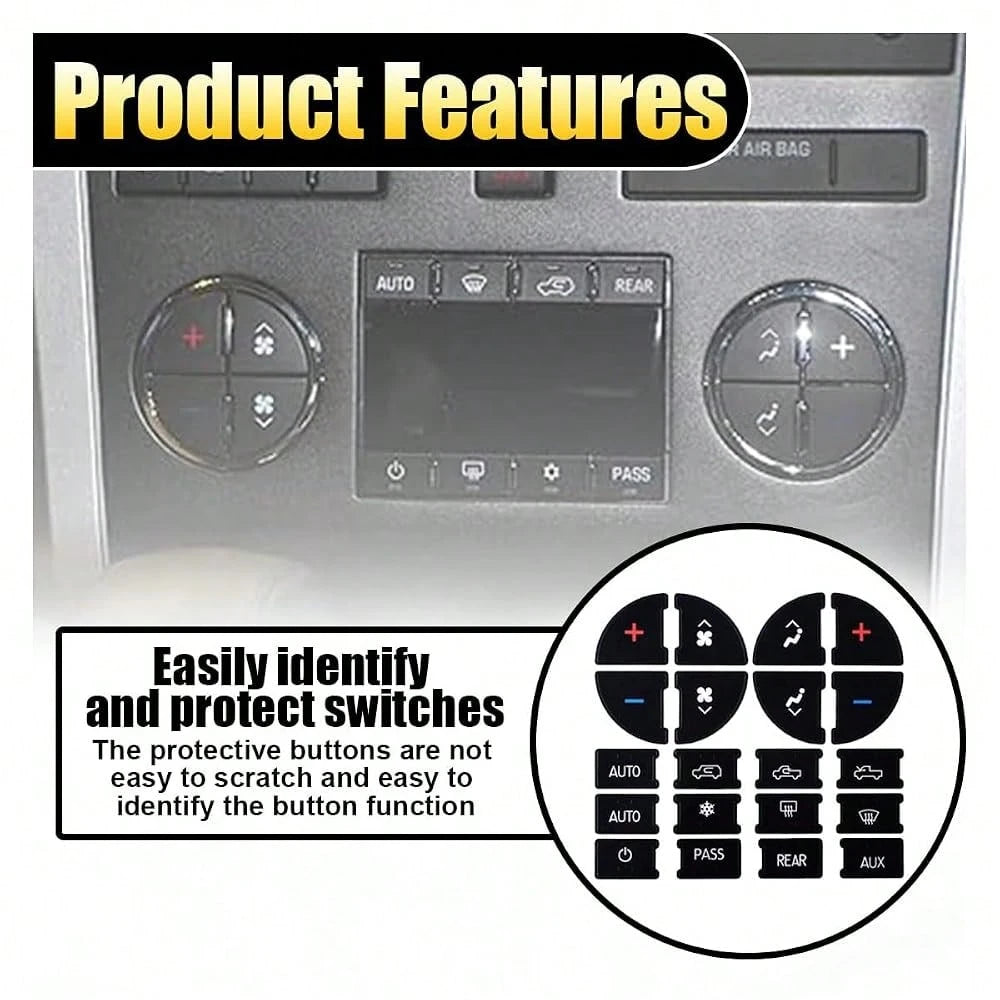 Dash Button Repair Kits, Repair For Ruined Faded A/C Control Buttons Car Fixing Decal Replacement Compatible With Most Vehicles- Car T