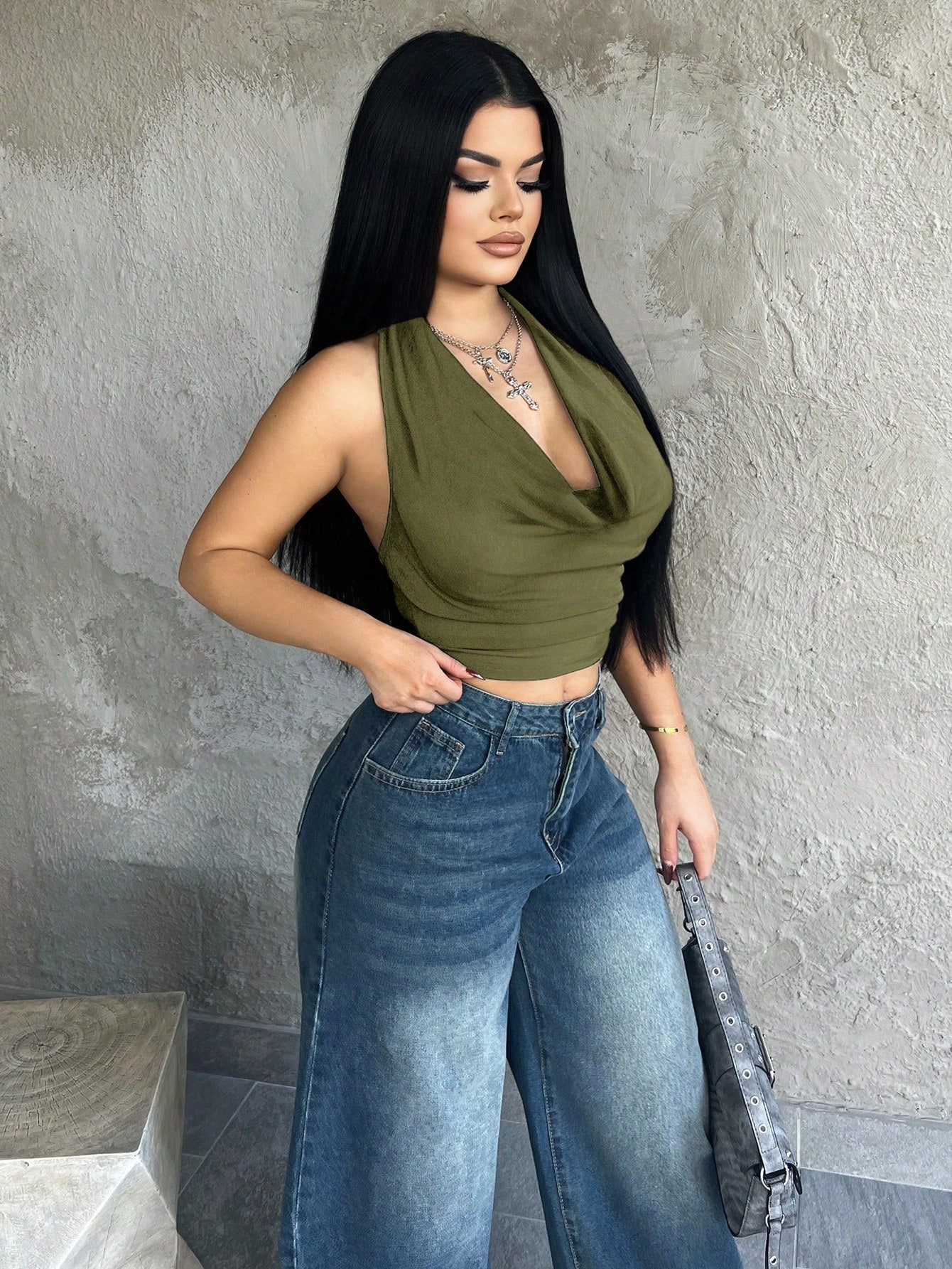 Dayanna Comas Women Scoop Neck Sleeveless Cropped Y2K Sage Green Sexy Top, Stylish Plain Color,Rave Top Casual, Aesthetic