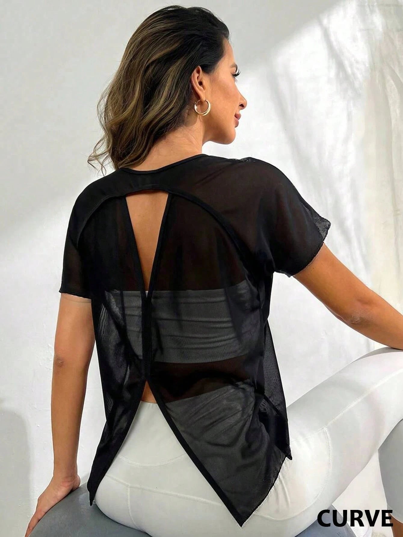 Dewbera Plus Size Women's Sports Mesh Top, Casual Athletic Yoga Fitness Everyday Wear