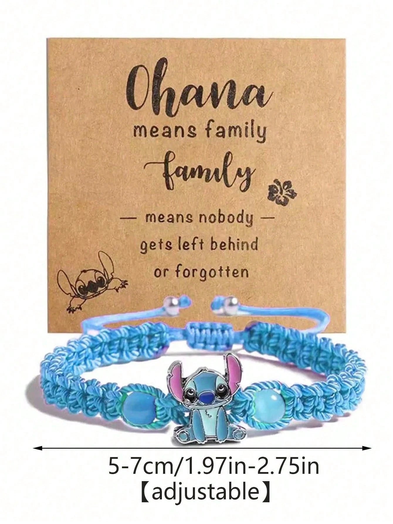Disney, 1pc, Cartoon Cute Stitch Bracelet, Hand Woven Adjustable Bracelet, Perfect As A Beautiful Gift For Friends And Partners!