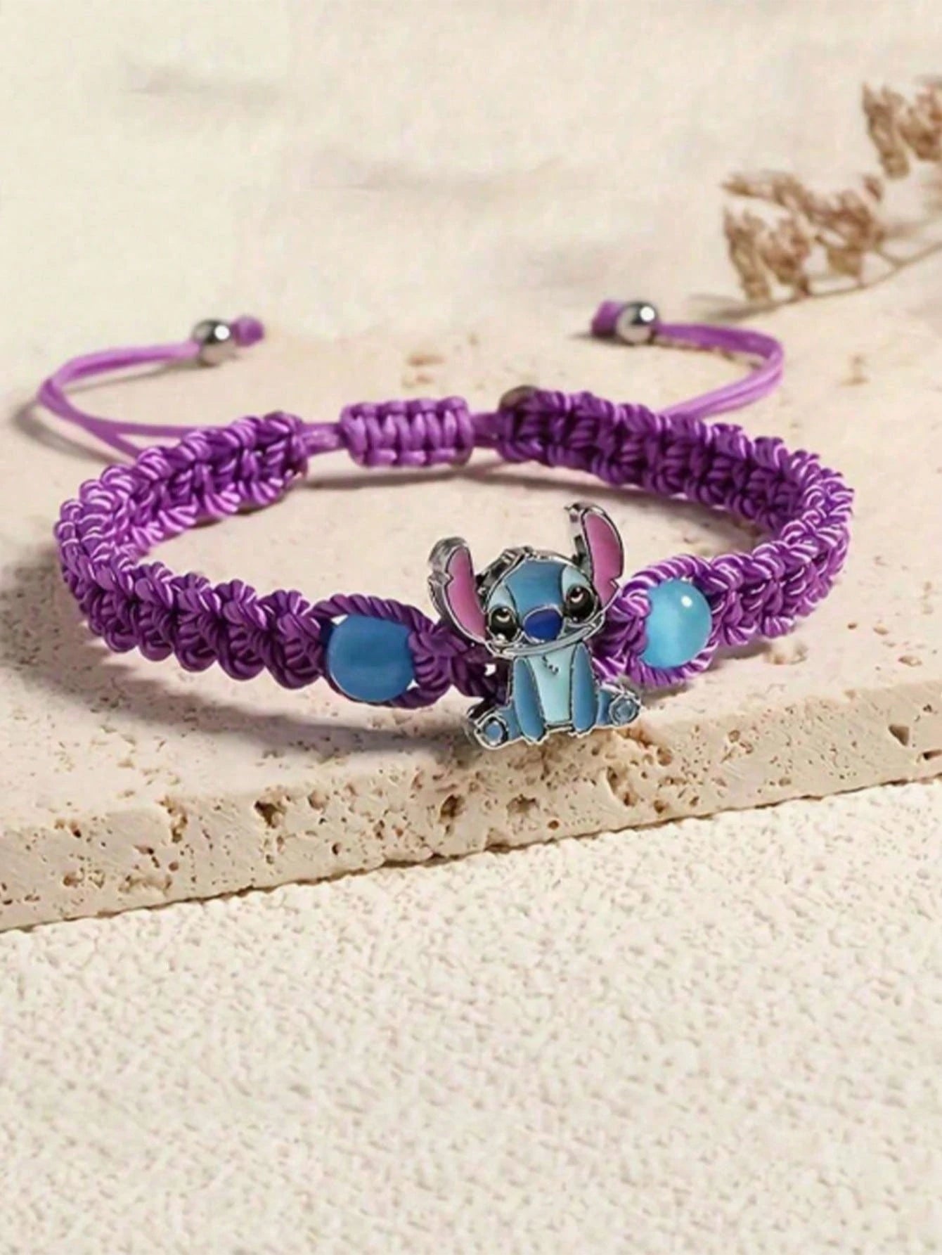 Disney, 1pc, Cartoon Cute Stitch Bracelet, Hand Woven Adjustable Bracelet, Perfect As A Beautiful Gift For Friends And Partners!