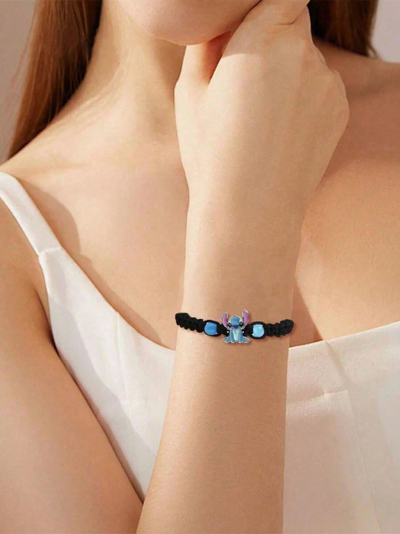 Disney, 1pc, Cartoon Cute Stitch Bracelet, Hand Woven Adjustable Bracelet, Perfect As A Beautiful Gift For Friends And Partners!