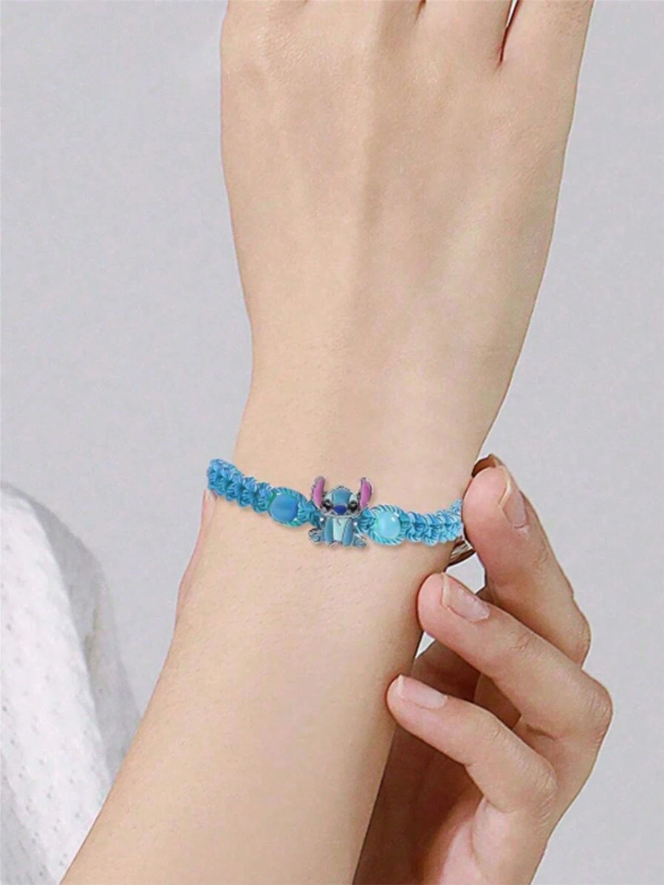 Disney, 1pc, Cartoon Cute Stitch Bracelet, Hand Woven Adjustable Bracelet, Perfect As A Beautiful Gift For Friends And Partners!