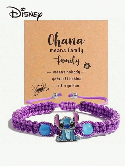 Disney, 1pc, Cartoon Cute Stitch Bracelet, Hand Woven Adjustable Bracelet, Perfect As A Beautiful Gift For Friends And Partners!