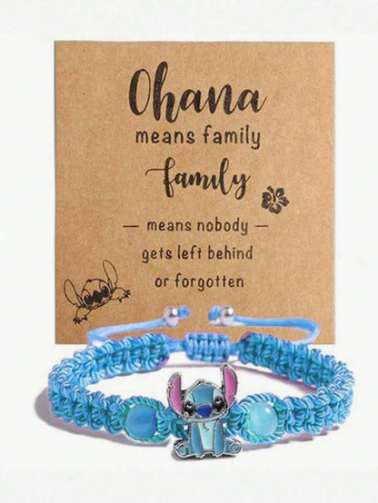 Disney, 1pc, Cartoon Cute Stitch Bracelet, Hand Woven Adjustable Bracelet, Perfect As A Beautiful Gift For Friends And Partners!