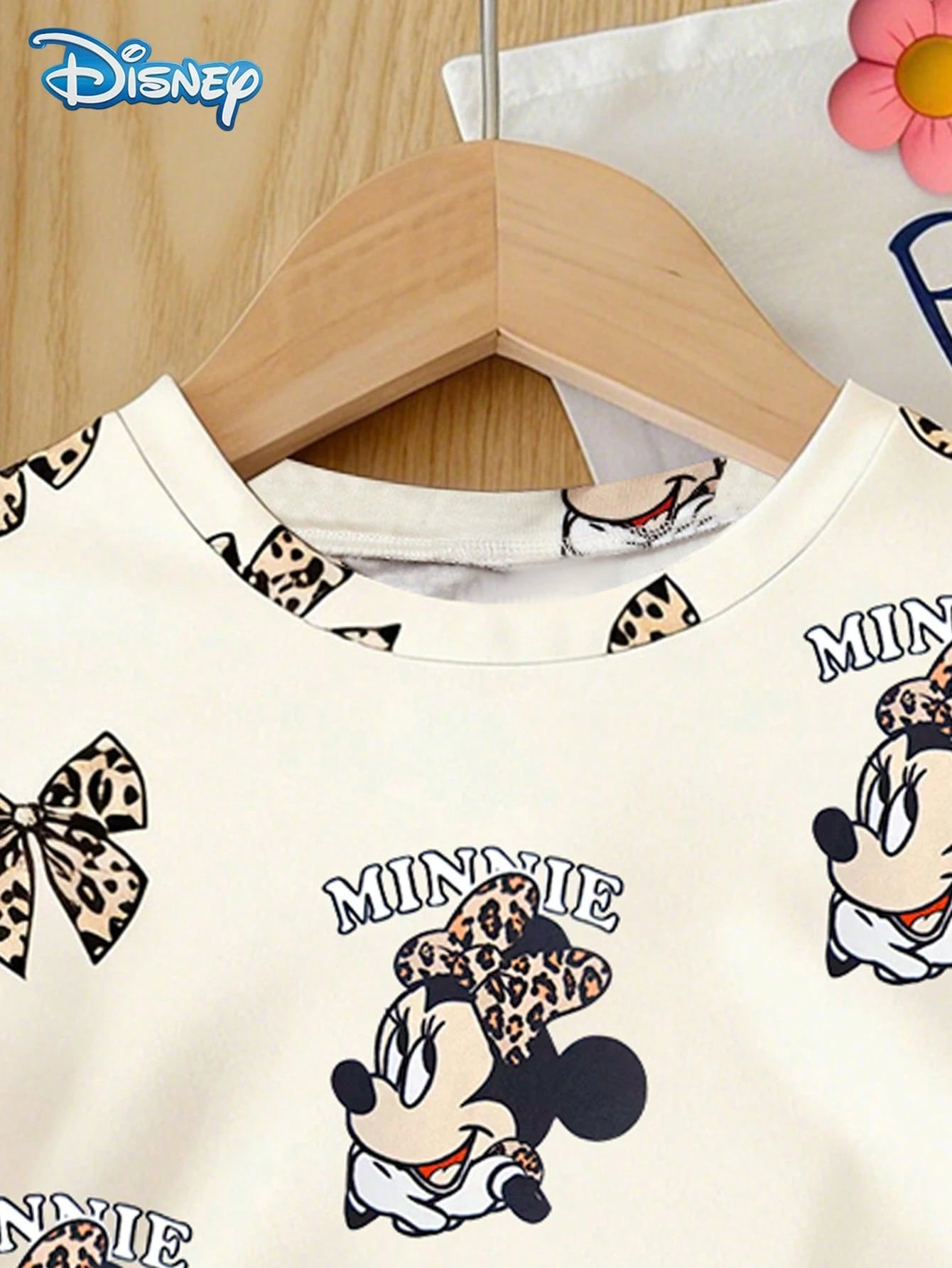 Disney Baby Girls' Mickey Mouse & Minnie Mouse Bow Leopard Print Short Sleeve T-Shirt And Elastic Waist Leopard Print Shorts Set, Cute Summer Casual Vacation Outfit
