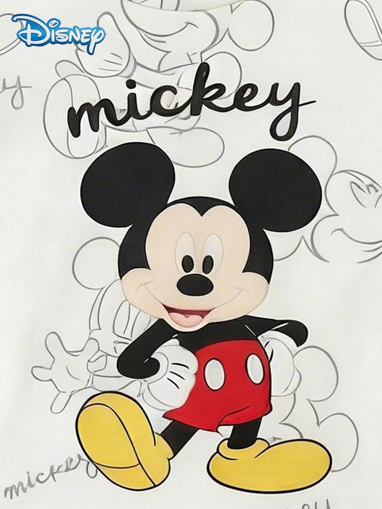 Disney Summer Baby Boy Mickey Mouse Graphic Print Short Sleeve T-Shirt And Navy Blue Shorts Set, Cartoon Pattern, Stretchy, Suitable For Newborn Infants Daily Wear