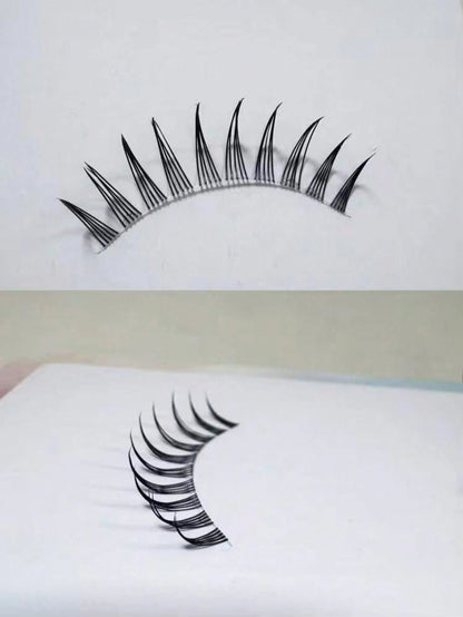 Distinct Roots Clustered A-Type Korean Girl Group Style Natural Japanese Girl Cosplay Makeup False Eyelashes, No-Makeup Look, Realistic Transparent Stem Upper Lashes