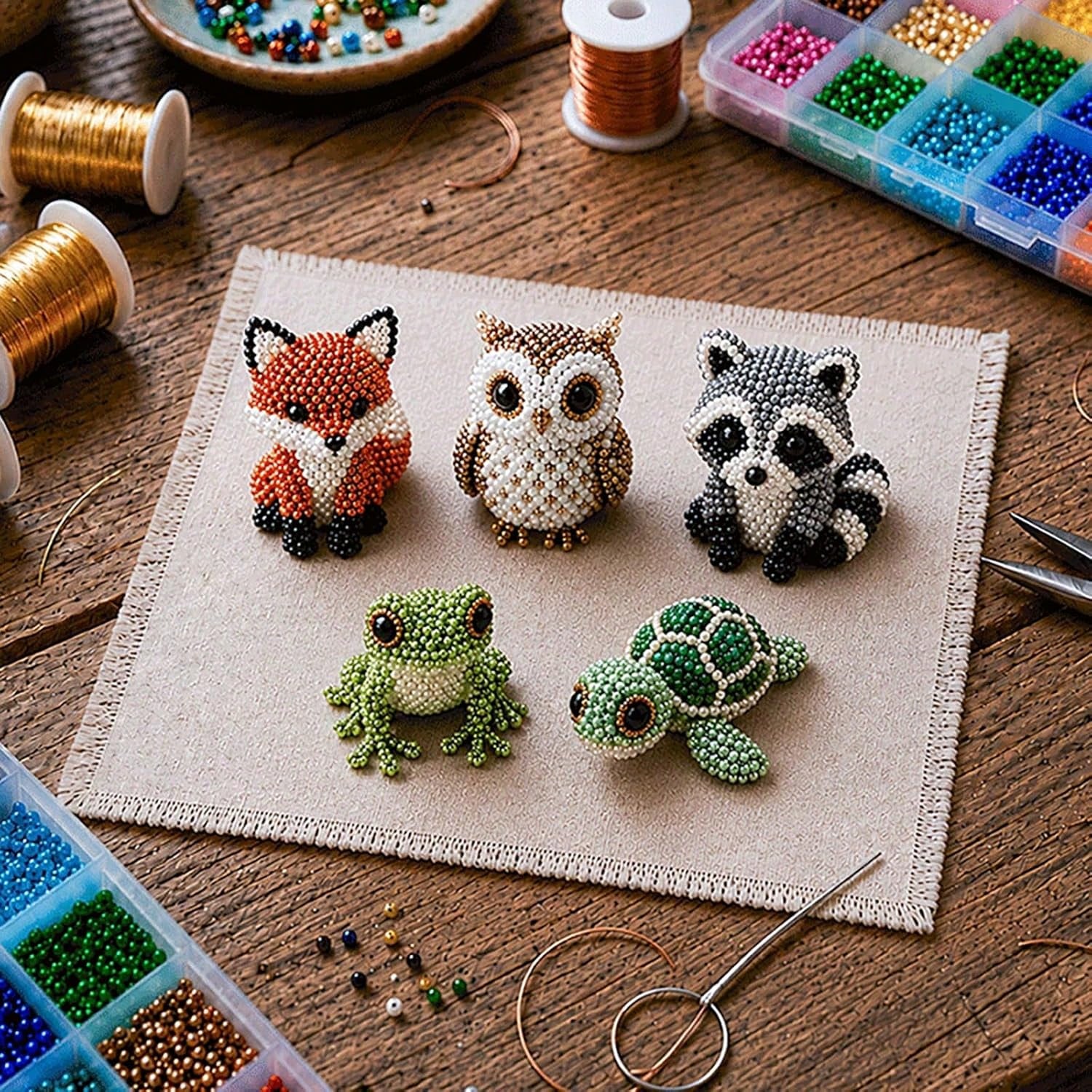 DIY Animal Beading Kit, Cute Bead Craft Animal Set With Colorful Beads And Instructions, Handmade Creative Jewelry Art Craft Kit, DIY Animals Beadwork Craft Kits For Adults