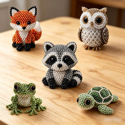 DIY Animal Beading Kit, Cute Bead Craft Animal Set With Colorful Beads And Instructions, Handmade Creative Jewelry Art Craft Kit, DIY Animals Beadwork Craft Kits For Adults