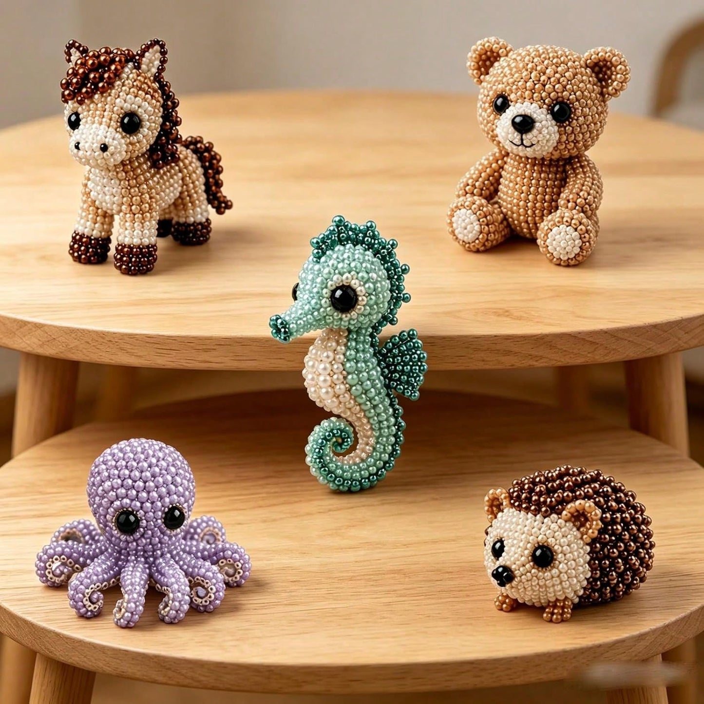 DIY Animal Beading Kit, Cute Bead Craft Animal Set With Colorful Beads And Instructions, Handmade Creative Jewelry Art Craft Kit, DIY Animals Beadwork Craft Kits For Adults