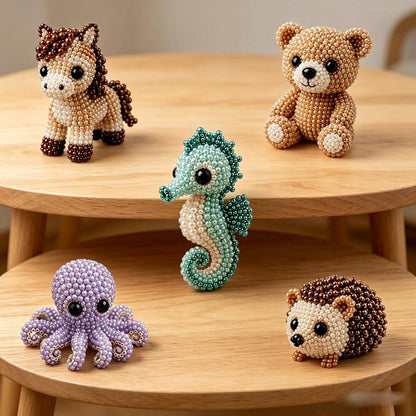 DIY Animal Beading Kit, Cute Bead Craft Animal Set With Colorful Beads And Instructions, Handmade Creative Jewelry Art Craft Kit, DIY Animals Beadwork Craft Kits For Adults