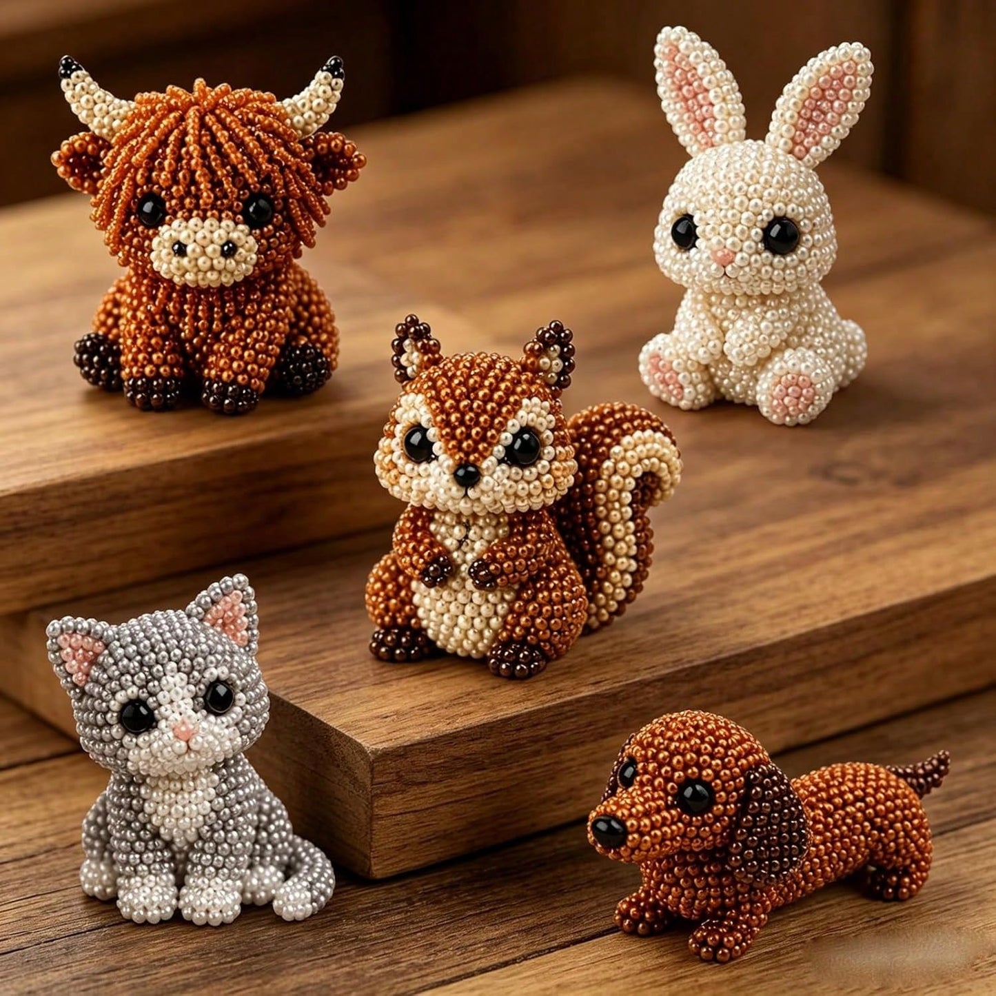 DIY Animal Beading Kit, Cute Bead Craft Animal Set With Colorful Beads And Instructions, Handmade Creative Jewelry Art Craft Kit, DIY Animals Beadwork Craft Kits For Adults