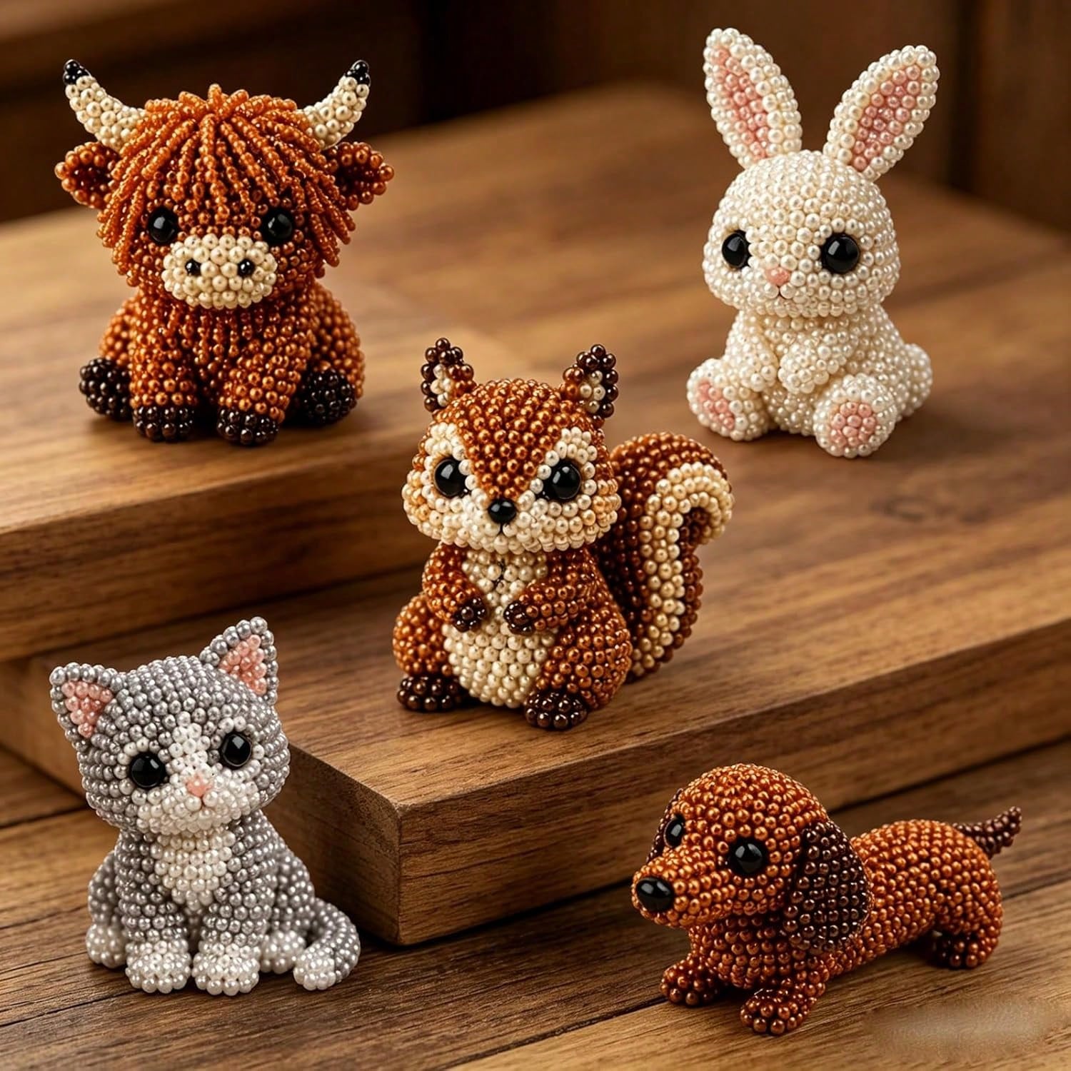 DIY Animal Beading Kit, Cute Bead Craft Animal Set With Colorful Beads And Instructions, Handmade Creative Jewelry Art Craft Kit, DIY Animals Beadwork Craft Kits For Adults