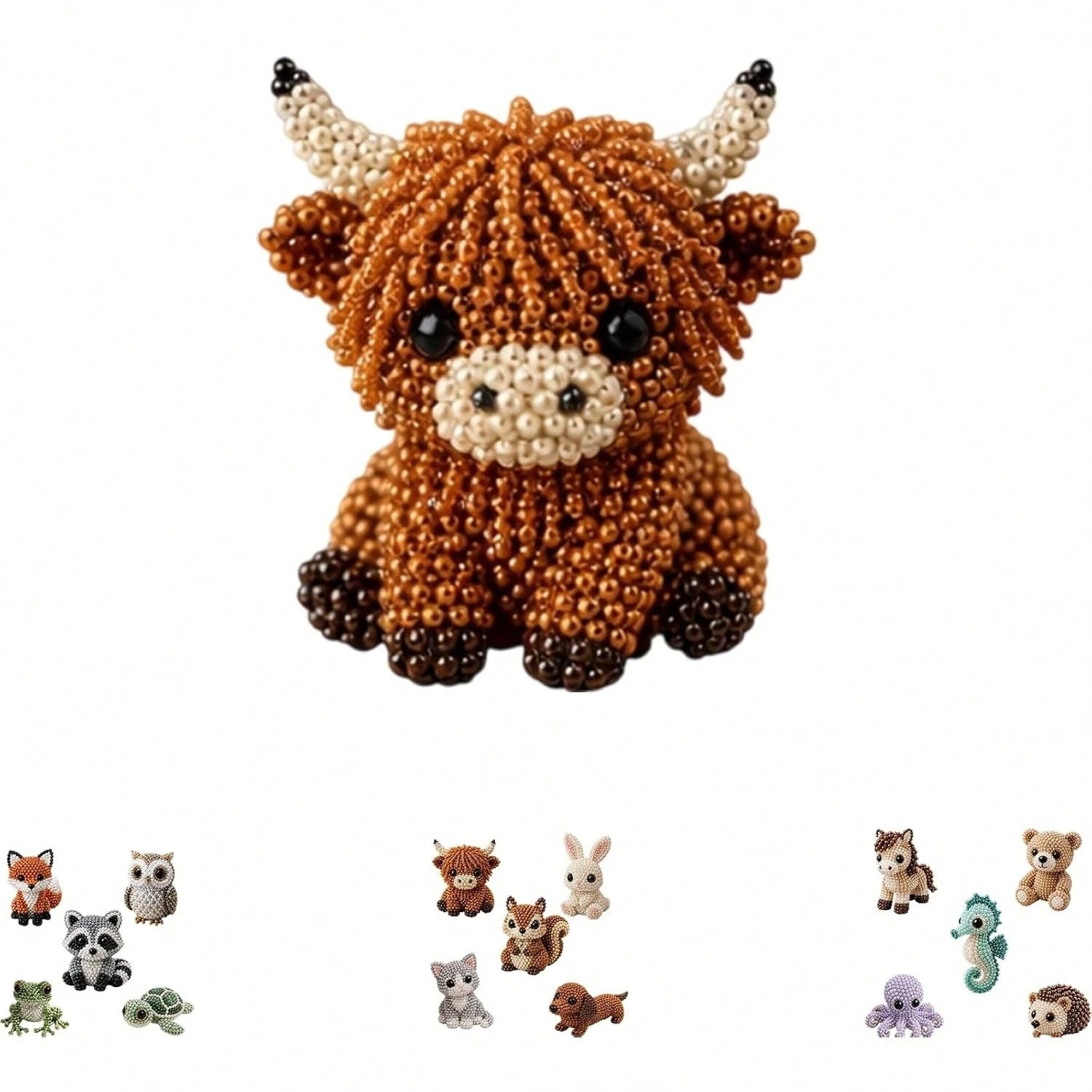 DIY Animal Beading Kit, Cute Bead Craft Animal Set With Colorful Beads And Instructions, Handmade Creative Jewelry Art Craft Kit, DIY Animals Beadwork Craft Kits For Adults