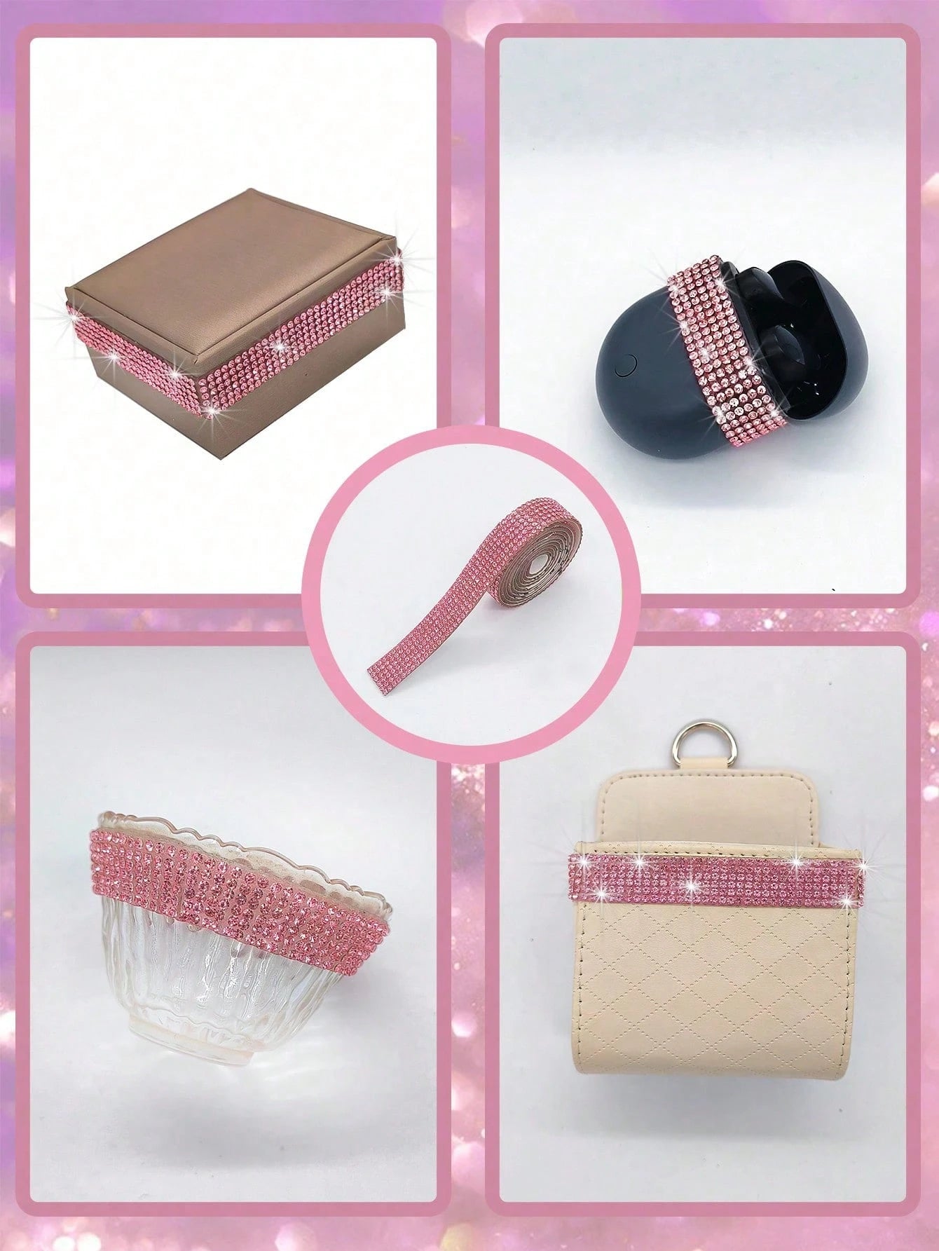 DIY Rhinestone Stickers, Shiny Car Decor Strips/Photo Frame Stickers/Creative Rhinestone Stickers
