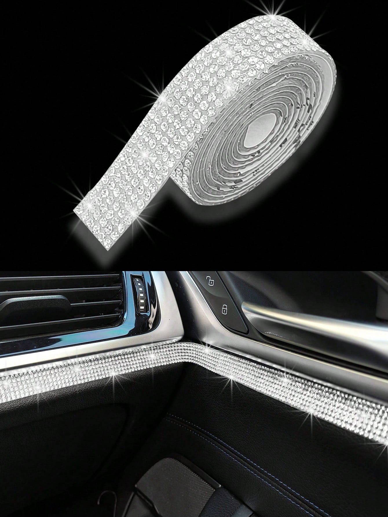 DIY Rhinestone Stickers, Shiny Car Decor Strips/Photo Frame Stickers/Creative Rhinestone Stickers