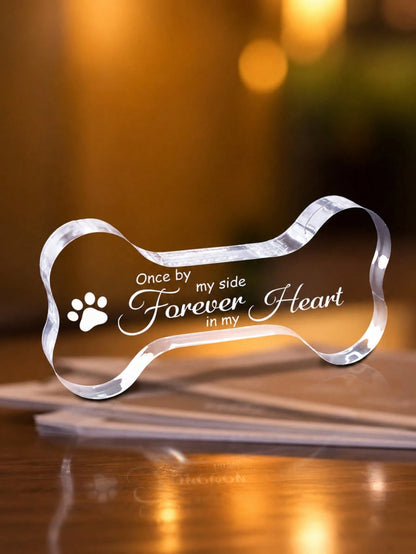 Dog Memorial Gift, Clear Acrylic Dog Bone Pet Memorial Plaque, Paw Print Keepsake, Loss Of Dog Sympathy Gift, Pet Remembrance Decor For Desk, Shelf, Home Or Office