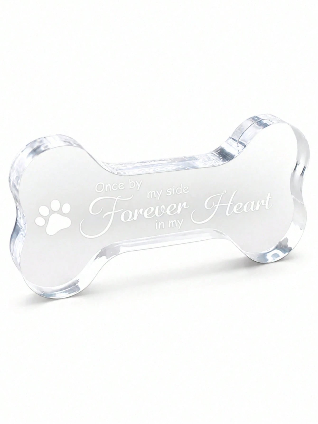 Dog Memorial Gift, Clear Acrylic Dog Bone Pet Memorial Plaque, Paw Print Keepsake, Loss Of Dog Sympathy Gift, Pet Remembrance Decor For Desk, Shelf, Home Or Office