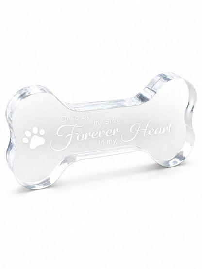 Dog Memorial Gift, Clear Acrylic Dog Bone Pet Memorial Plaque, Paw Print Keepsake, Loss Of Dog Sympathy Gift, Pet Remembrance Decor For Desk, Shelf, Home Or Office