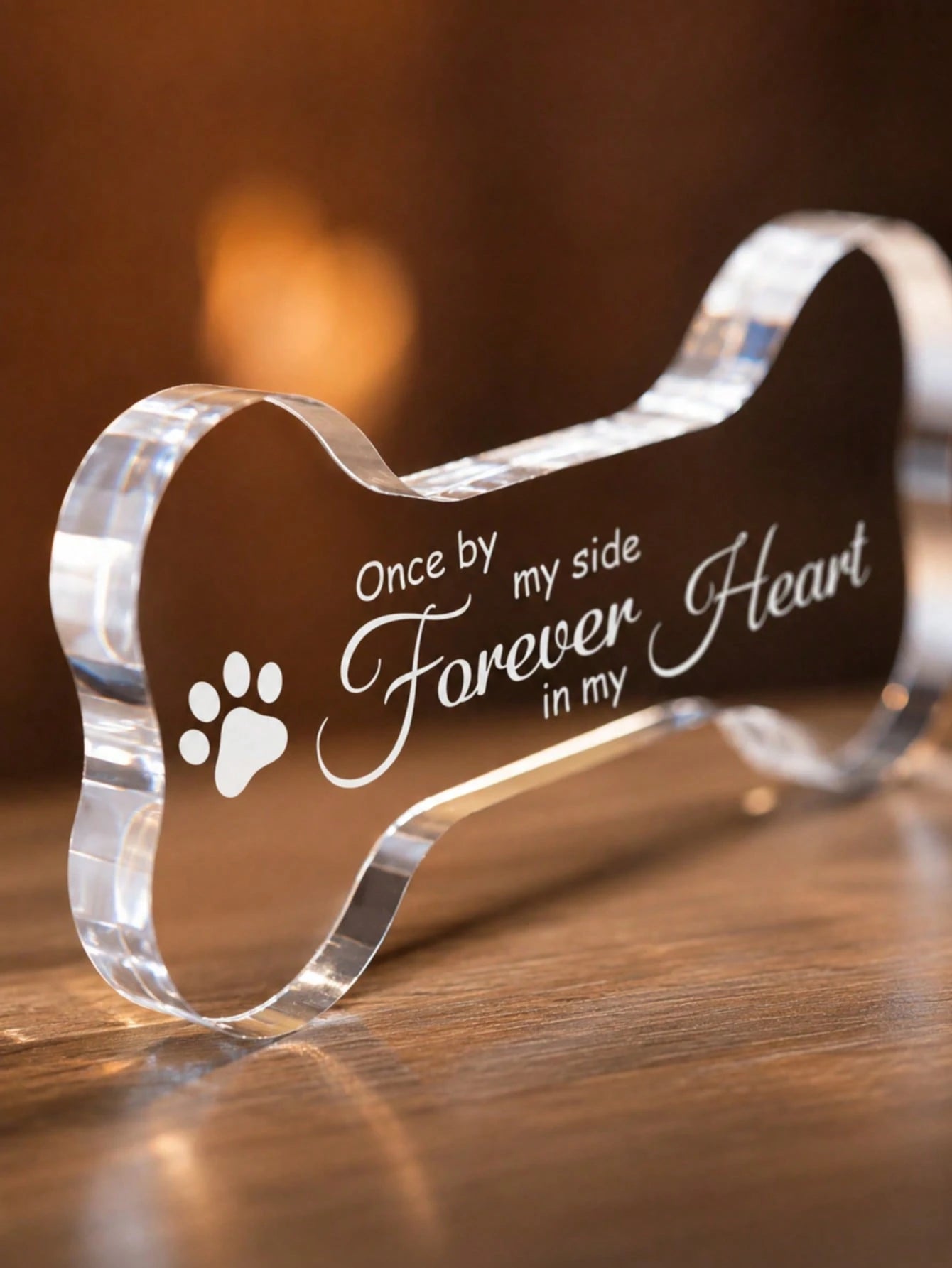 Dog Memorial Gift, Clear Acrylic Dog Bone Pet Memorial Plaque, Paw Print Keepsake, Loss Of Dog Sympathy Gift, Pet Remembrance Decor For Desk, Shelf, Home Or Office