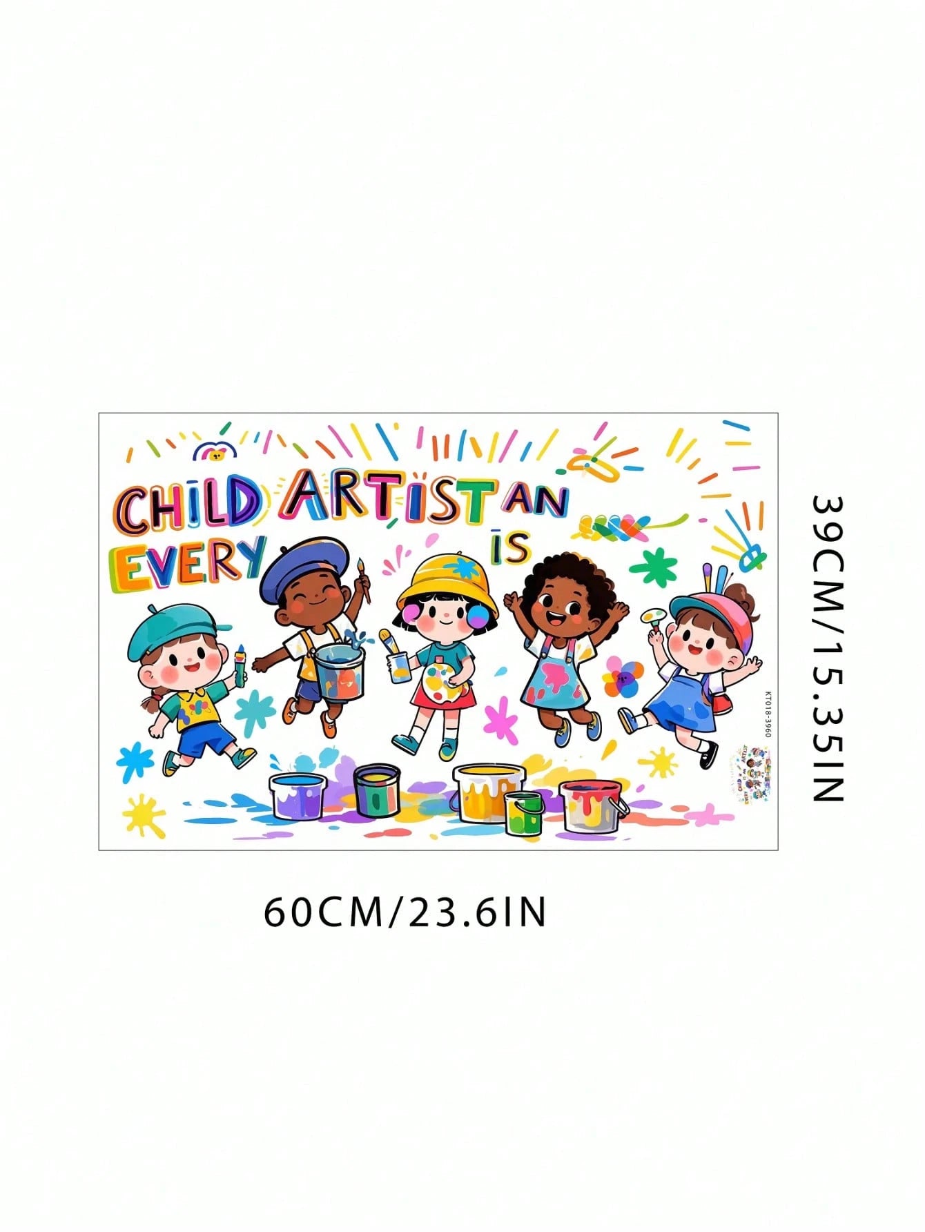 Doodle Party Watercolor Crayons Self-Adhesive Cartoon Anime Wall Stickers For Kids Room Nursery Decorative Paper Art