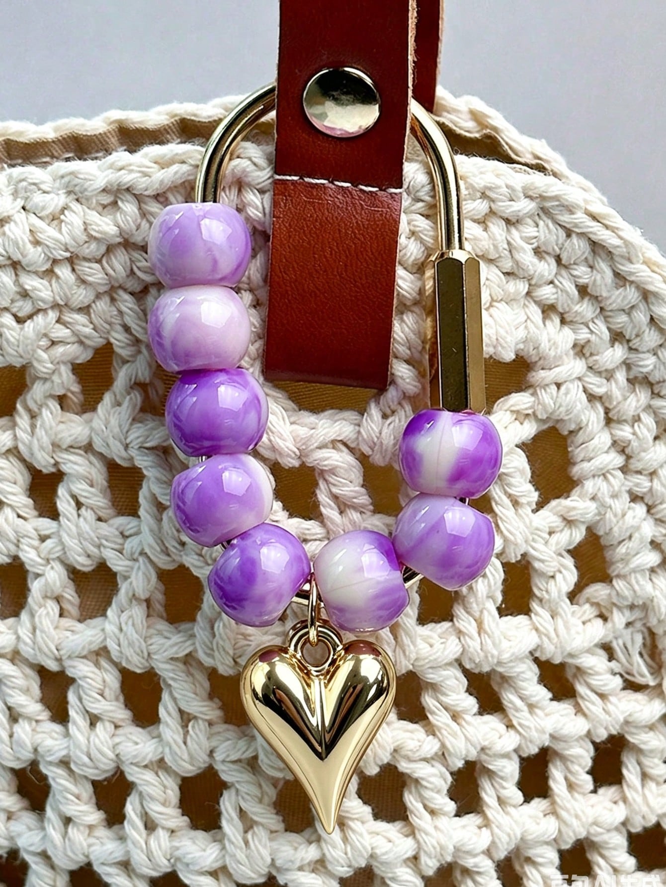 Dopamine Candy Color Beaded Keychain Heart Star Pendant Charm Bag Decoration Natural Stone Crystal Beaded Keychain/Bag Pendant- Colorful Heart-Shaped Decoration, Suitable As A Gift For Women