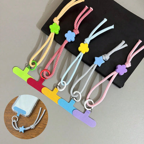 Dopamine Floral Star Nylon Rope Anti-Loss Phone Lanyard Keychain Strap, Suitable For Phone Case And Bag Accessory