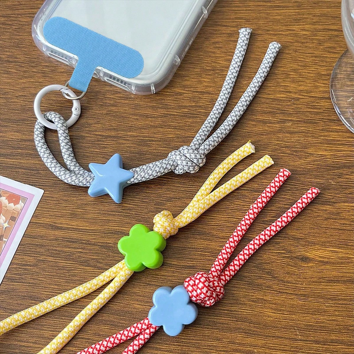 Dopamine Floral Star Nylon Rope Anti-Loss Phone Lanyard Keychain Strap, Suitable For Phone Case And Bag Accessory