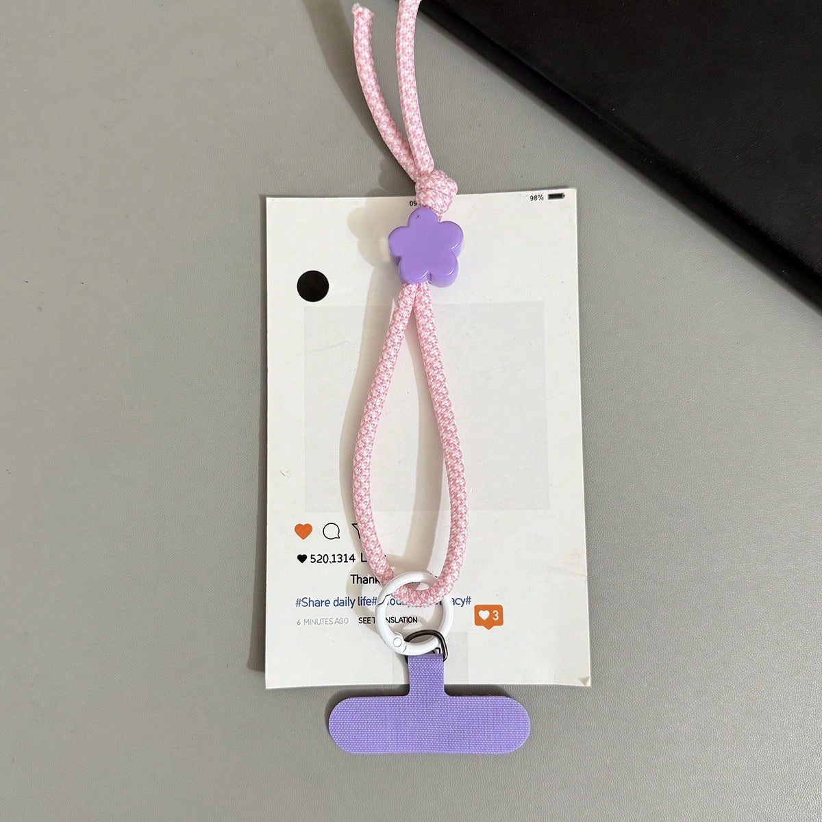 Dopamine Floral Star Nylon Rope Anti-Loss Phone Lanyard Keychain Strap, Suitable For Phone Case And Bag Accessory