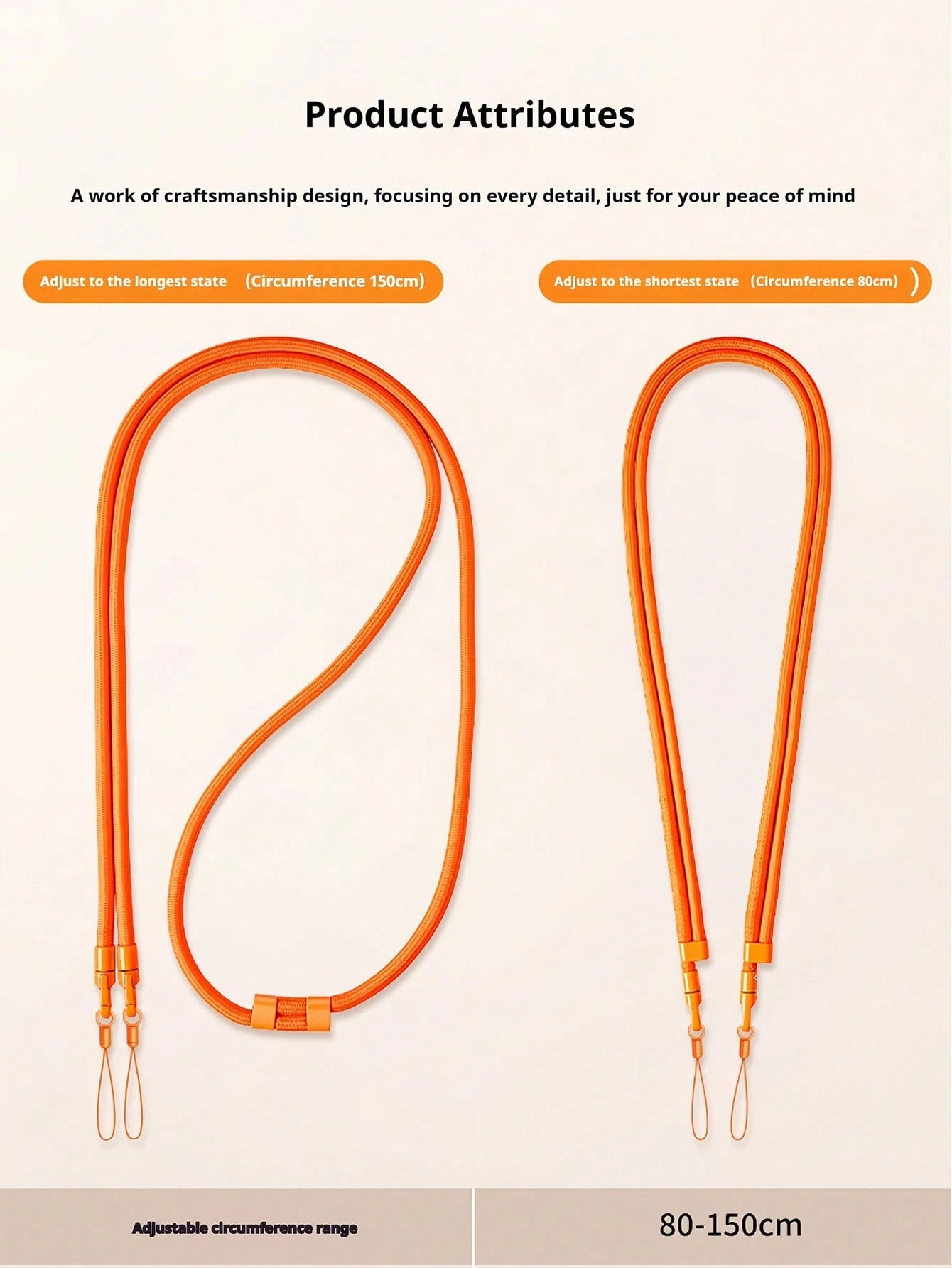 Double Buckle Adjustable Phone Lanyard, Long Crossbody Halter, Unisex Smartphone Hanging Accessory, Anti-Loss Anti-Drop Polyester Woven Rope, Keychain Strap, Classic Black, Suitable For Outdoor Sports