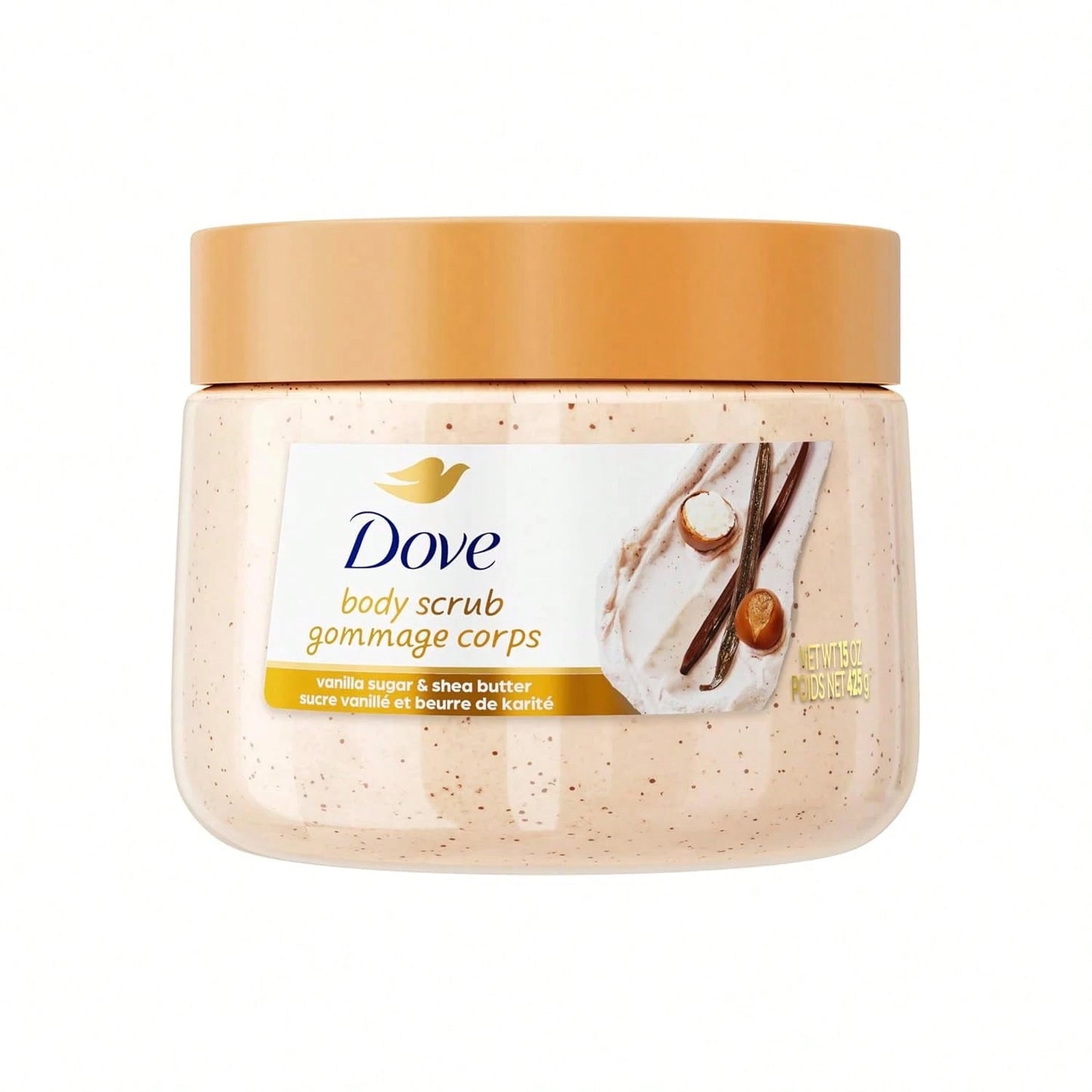 Dove Vanilla Sugar & Shea Butter Body Scrub Exfoliates And Deeply Nourishes For Smooth, Radiant Skin 15 Oz