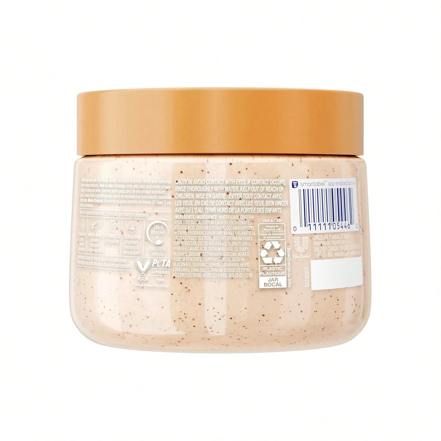 Dove Vanilla Sugar & Shea Butter Body Scrub Exfoliates And Deeply Nourishes For Smooth, Radiant Skin 15 Oz