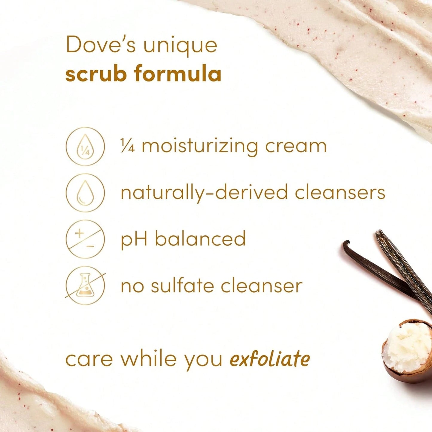 Dove Vanilla Sugar & Shea Butter Body Scrub Exfoliates And Deeply Nourishes For Smooth, Radiant Skin 15 Oz