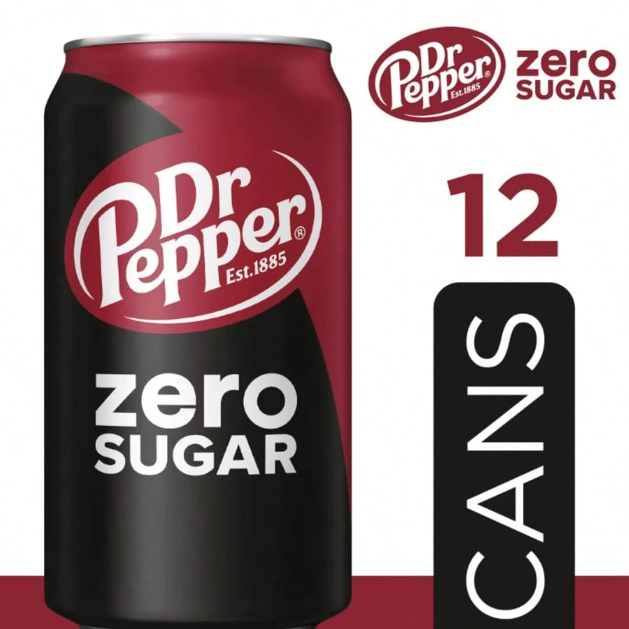 Dr Pepper Zero Sugar Soda Pop, 12 Fl Oz Cans, 24 Pack