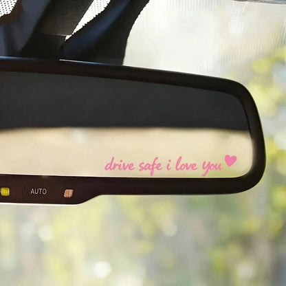Drive I Love You Letters And Heart Pattern Car Rearview Mirror Stickers, Exterior Car Decorations, Christmas Decorations, Valentine's Day Decorations, Suitable For Phone Back Stickers, Laptop Stickers